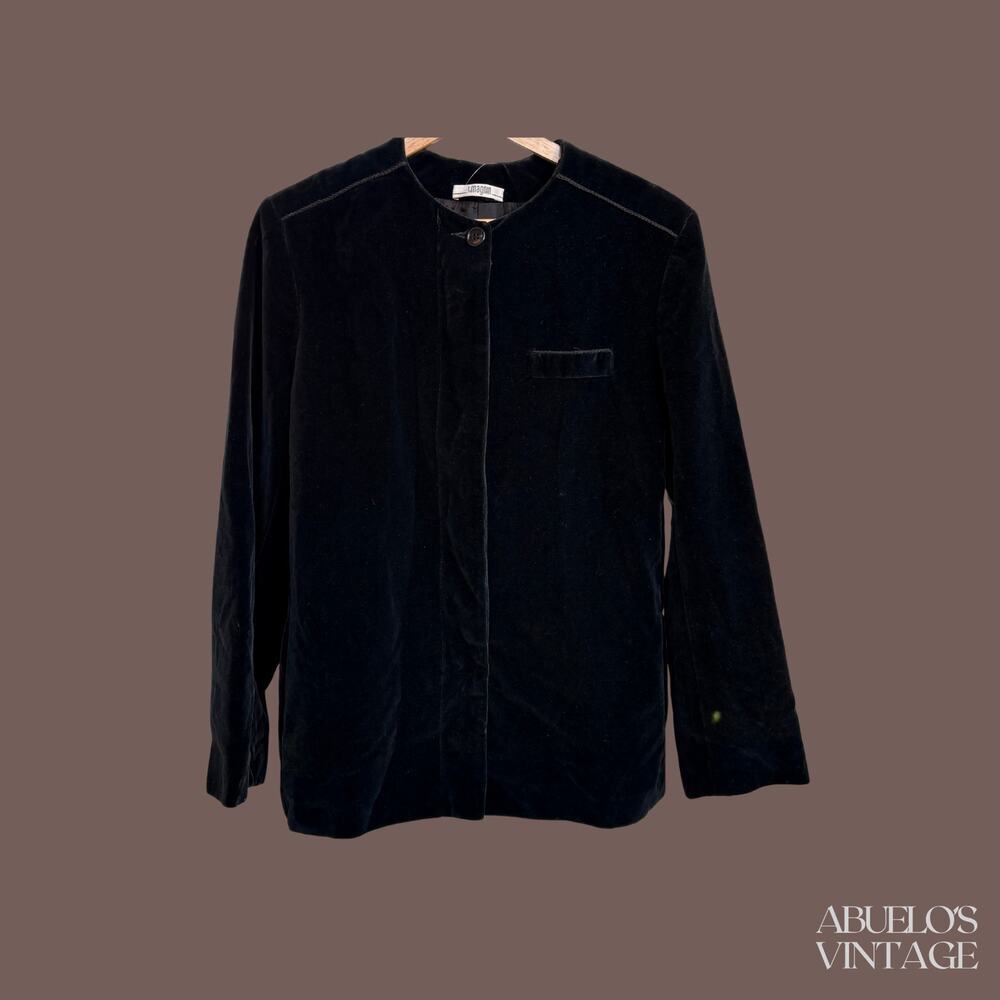 I. Magnin Velvet Jacket | Black Minimalist | Size S | Vintage